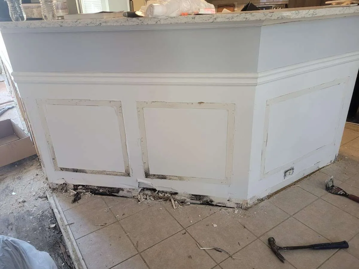 Water damage and mold on kitchen during Storm Damage Restoration in Volo
